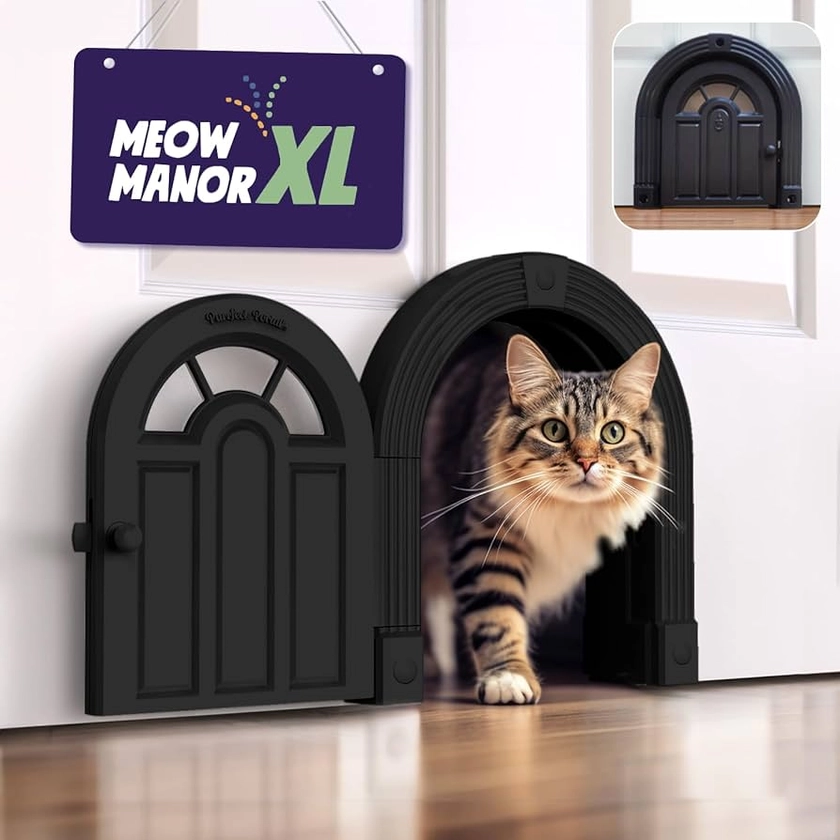 Cat Door Interior Door - Meow Manor Extra Large Pet Door, 10.25 x 11 No-Flap Cat Door Interior Door for Cats up to 30 lbs, Easy DIY Setup, Secured Installation in Minutes, No Training Needed : Amazon.com.au: Pet Supplies