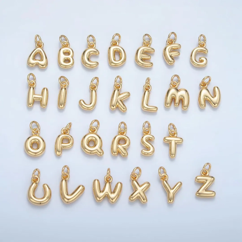 Small Gold Filled Alphabet Balloon Initial Charm Puffy Letter Charm Necklace Bubble Font Style Trend Fashion Jewelry Necklace Bracelet A1591 - Etsy