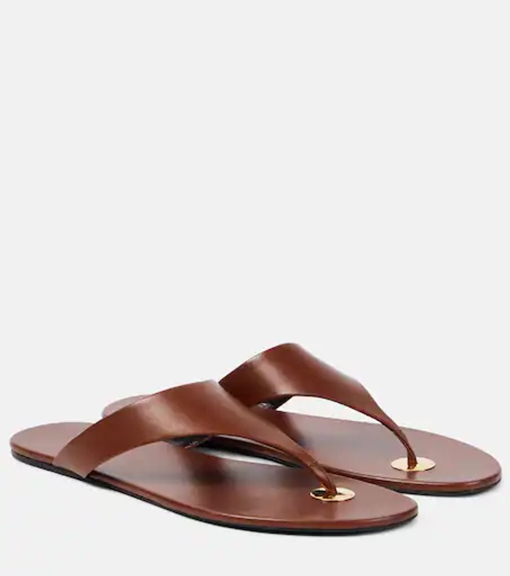 Kouros leather thong sandals in brown - Saint Laurent | Mytheresa