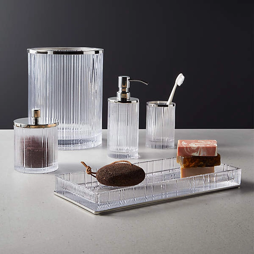 Athena Ribbed Glass Vanity Tray + Reviews | CB2