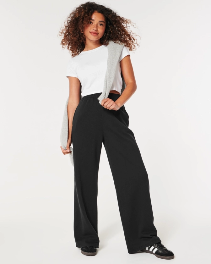 Women's Hollister Feel Good Fleece Wide-Leg Pants | Women's Bottoms | HollisterCo.com