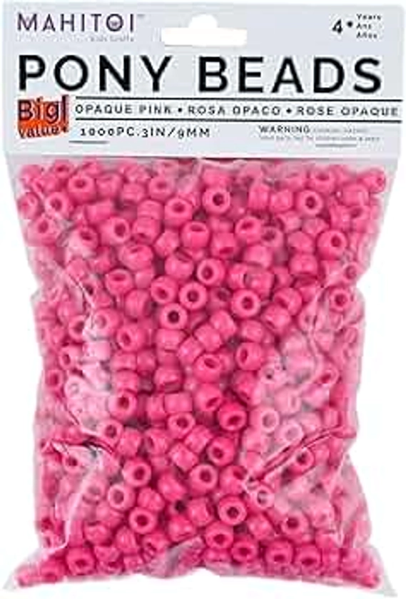 Luxury Jewelry Craft 1K Fresh Bougainvillea Pink Pony Beads - Mahitoi US Basics - 9mm