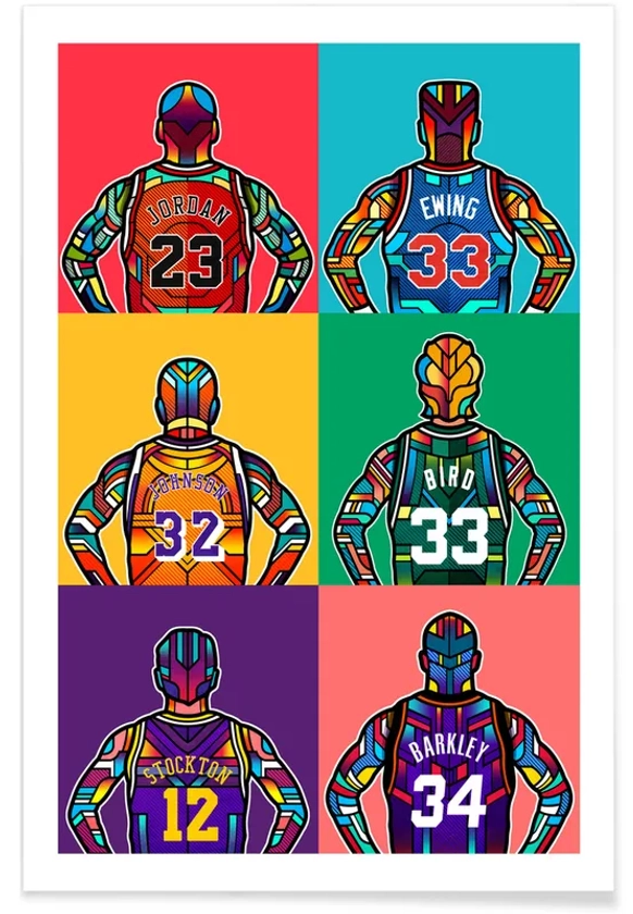 Légendes de NBA pop art affiche