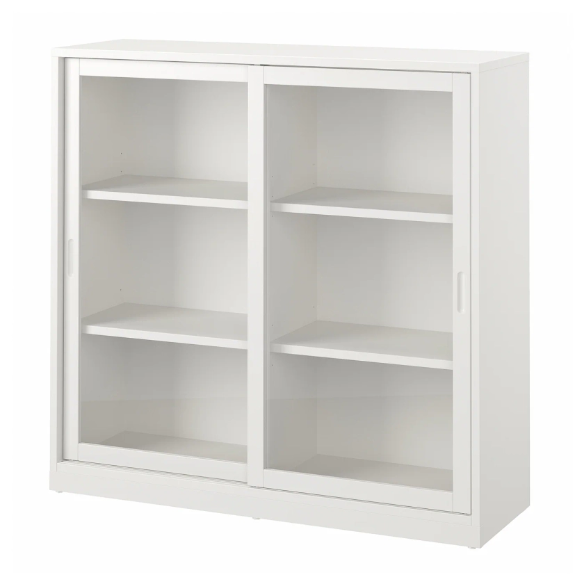 TONSTAD Cabinet with sliding glass doors - off-white - IKEA