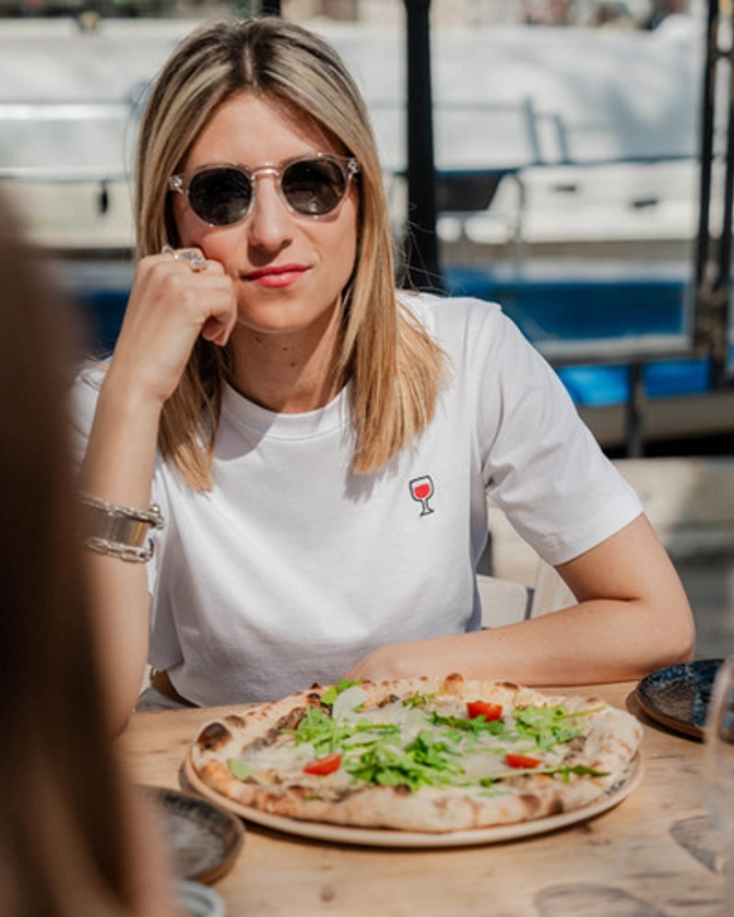 T-shirt Blanc brodé verre de vin - JJXX x La Boulisterie | laboulisterie