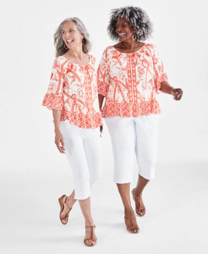 Style & Co Women's Printed On-Off-The-Shoulder Top, Created for Macy's - Macy's