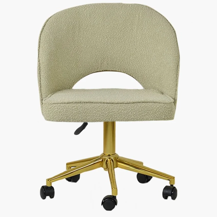 Flair Mink Boucle Swivel Office Chair Gold Base