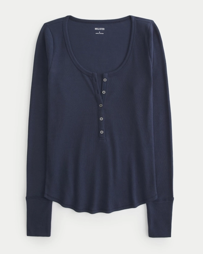 Femmes Cotton Blend Longline Henley | Femmes Hauts | HollisterCo.com