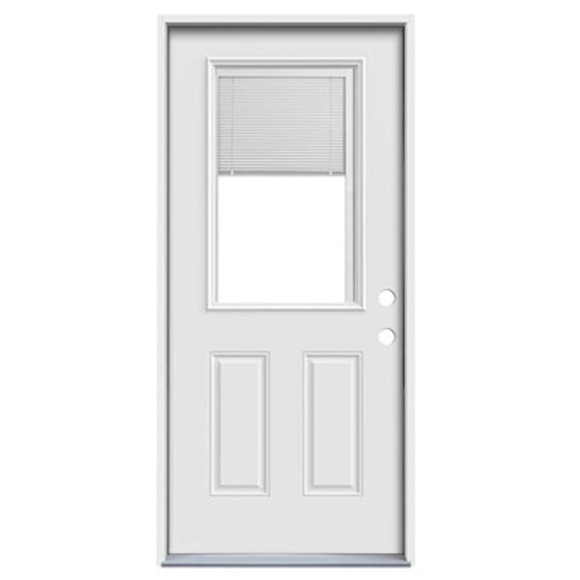 32" Half Mini Blind Prehung Exterior Fiberglass Door - Left Hand Inswing