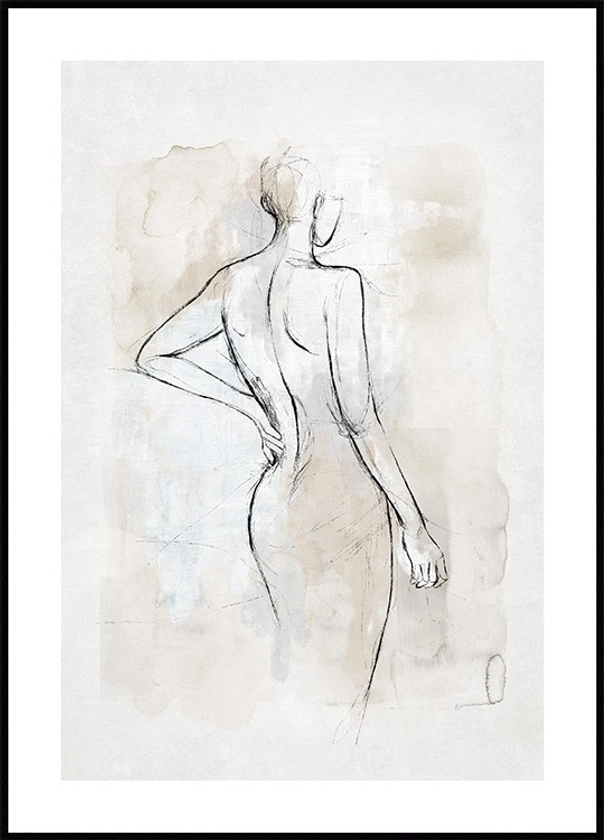 Abstract Body Sketch No2 Poster
