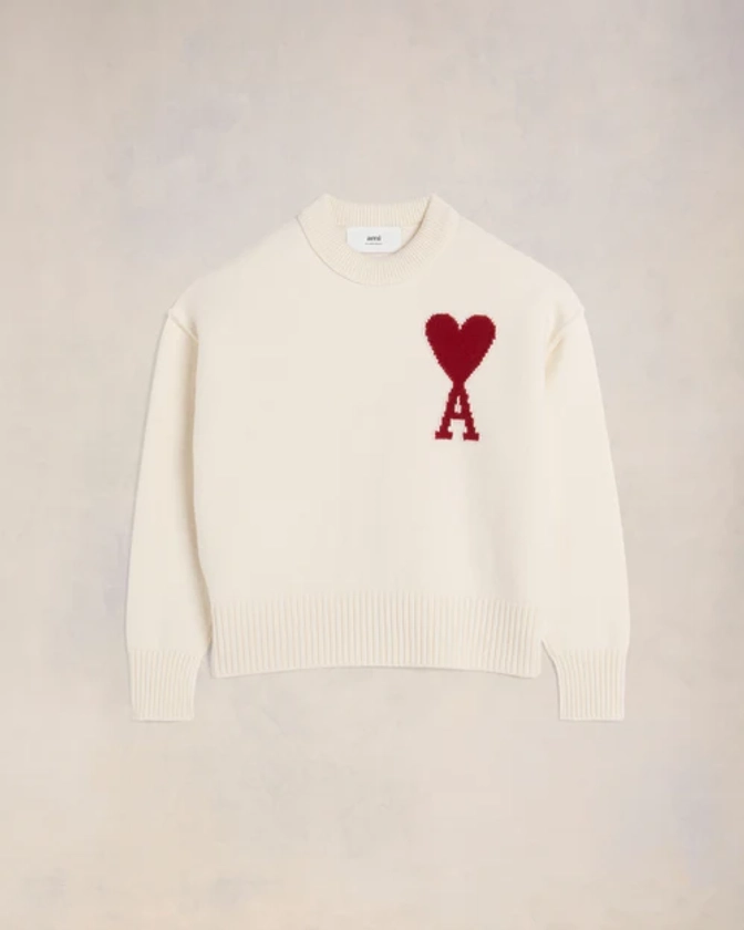 Off White/ Red Red Ami De Coeur Sweater | AMI PARIS