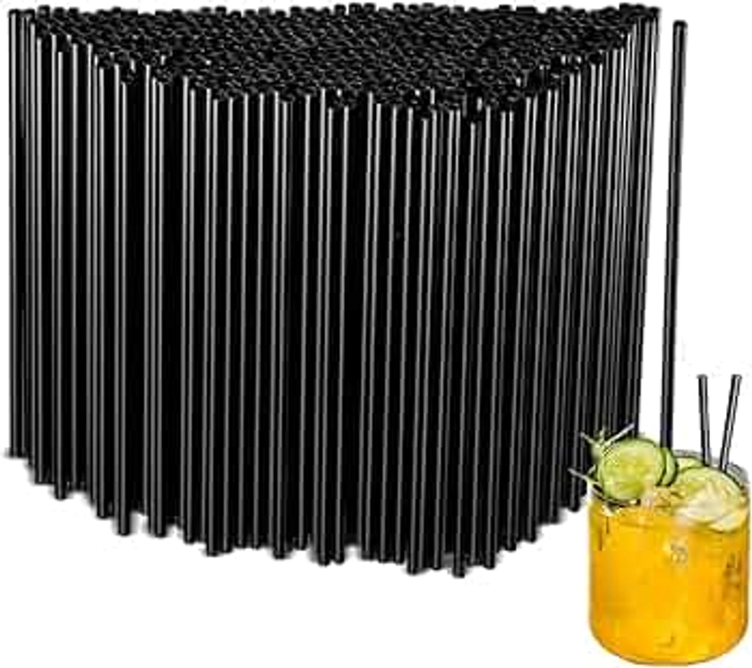 100Pcs Thick Reusable Hard Plastic Straws-21cm for All Drinks, Reusable Party Drinking Straws for Smoothies,Cocktails,Hot Drinks,Black