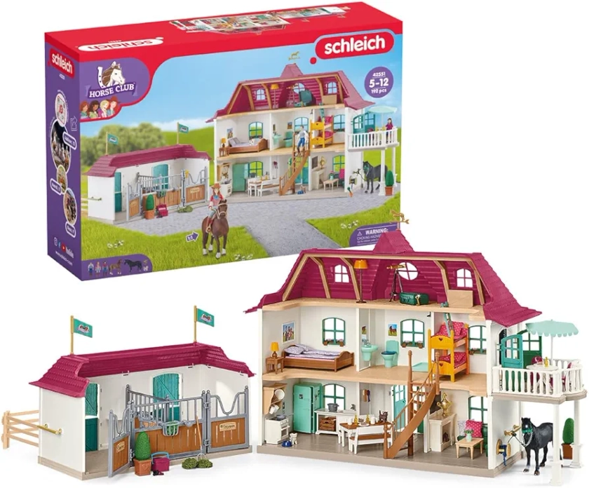 schleich HORSE CLUB — Lakeside Country House and Stable Horse Play Set, 192 Piece Detailed Doll House and Horse Toy Accessories for Girls and Boys Ages 5+