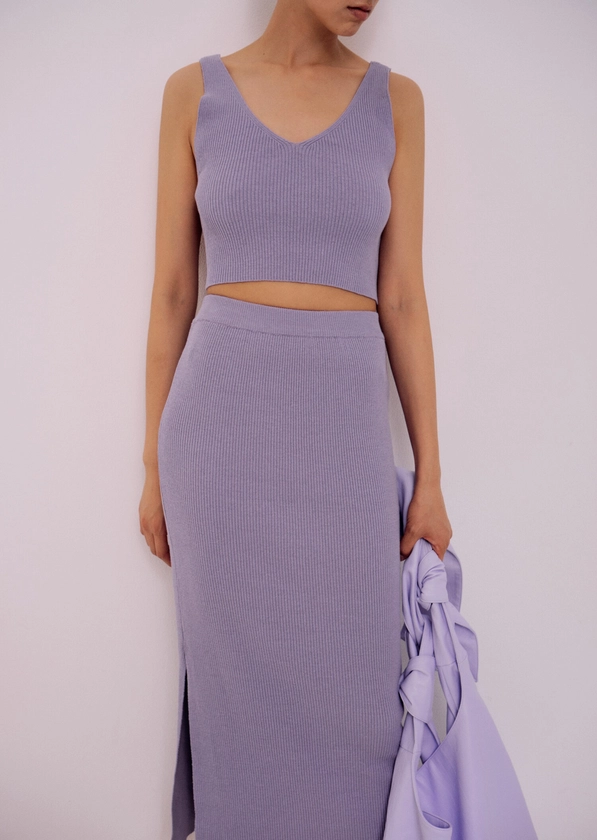 RIBBED KNIT CROP TOP - LAVENDER  *BACK IN STOCK —  MIJEONG PARK - LA based womenswear label