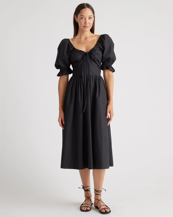 100% Organic Cotton Puff Sleeve Midi Dress