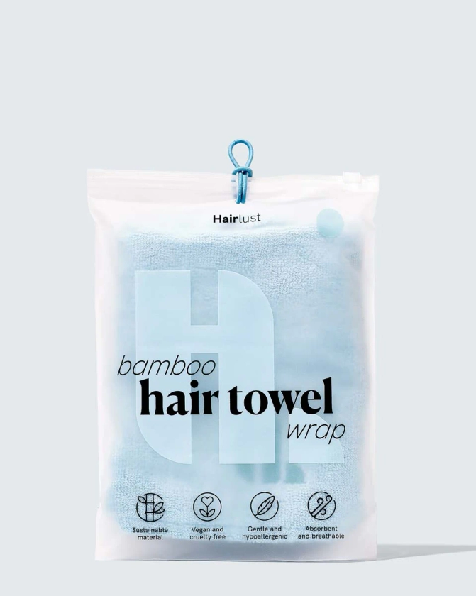 Bamboo Hair Towel Wrap, Bleu