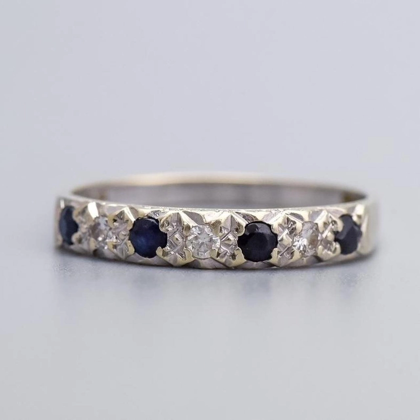 9K White Gold Sapphire and Diamond Ring — Don Laurence Jewellery