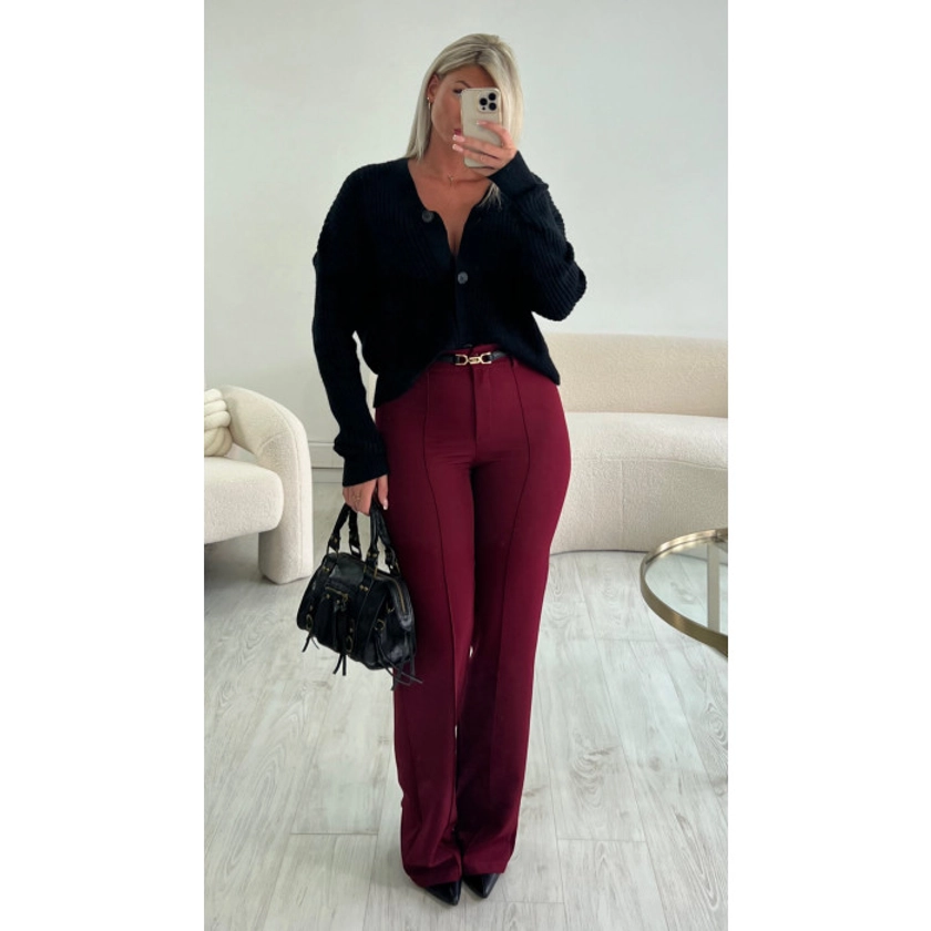 Pantalon burgundy couture taille haute - DRESS DESIREE