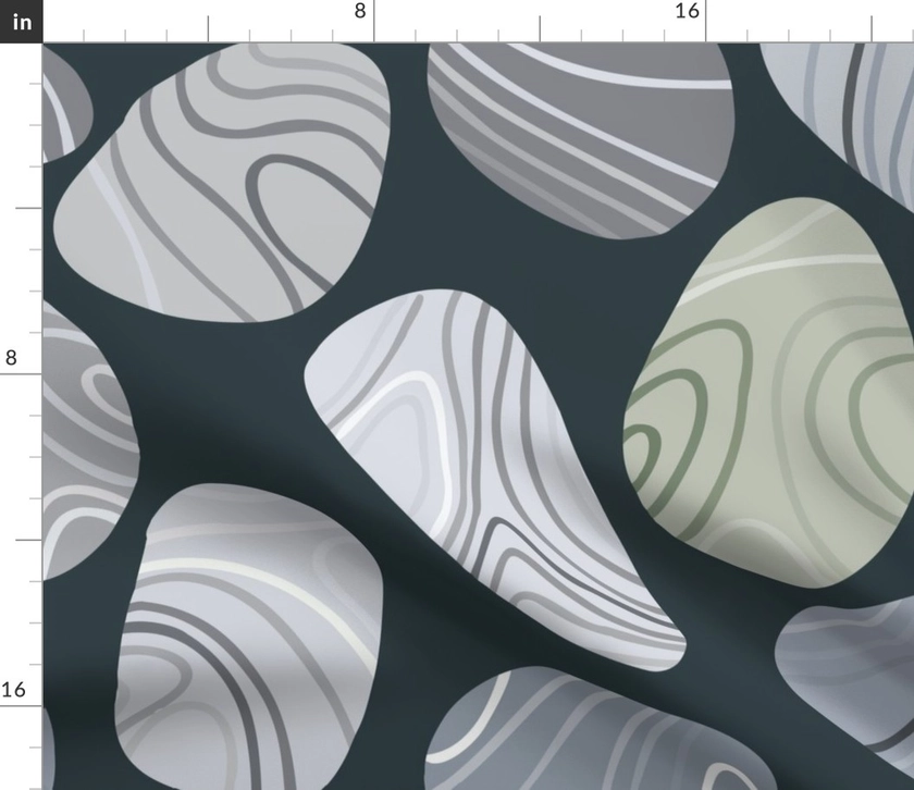 rocks with stripes in grey and green Fabric | Spoonflower