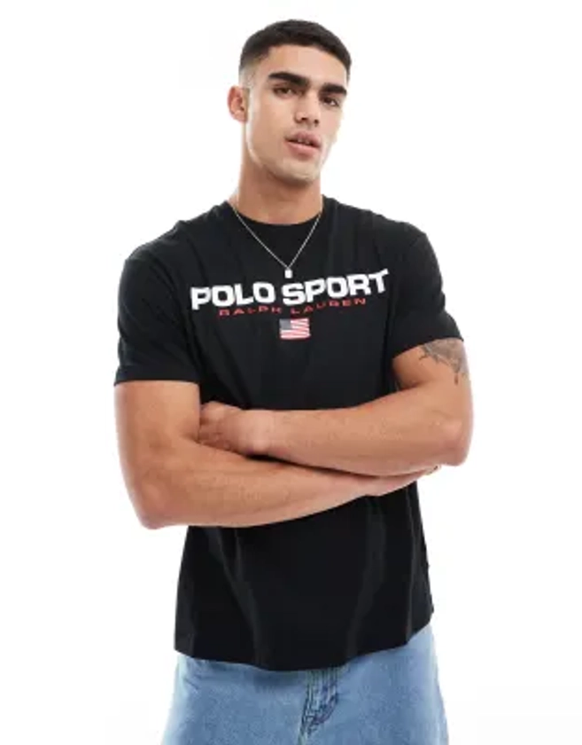 Polo Ralph Lauren Sports Capsule logo t-shirt in black | ASOS