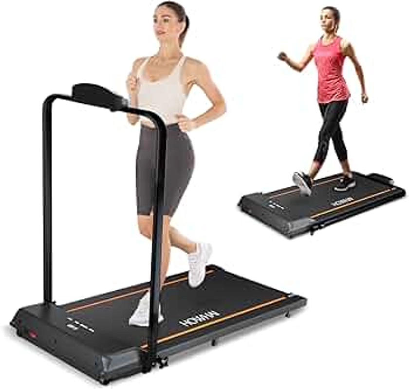 Treadmill, Walking Pad Treadmills for Home with 2.5HP, Speed 6.2-7.6MPH Walking Pad with Handle Bar, Foldable Treadmill, Remote Control and LED Display, Space-Saving Size for Home Office