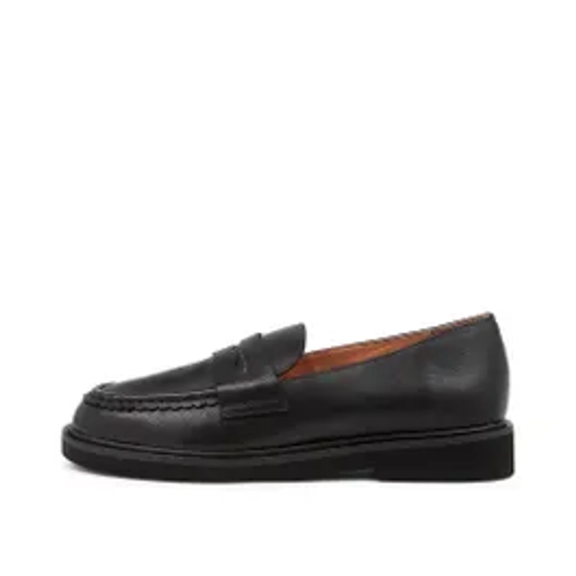 Gray Black Leather Loafers