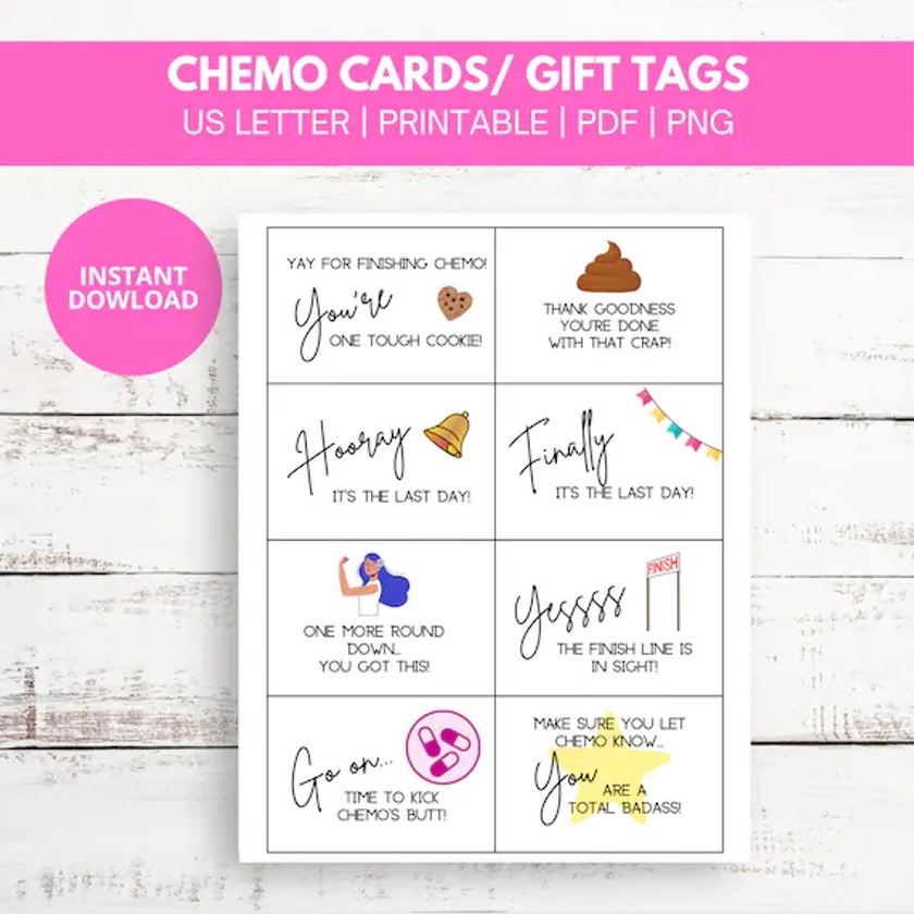 Printable Chemo Cards/ Gift Tags for Friends or Family with Cancer going through Chemotherapy that could use some words of encouragement.