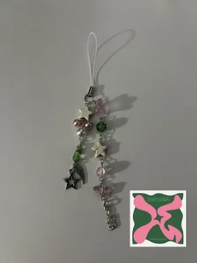 txt temptation phone charm | kpop phone charm | pink white and green |