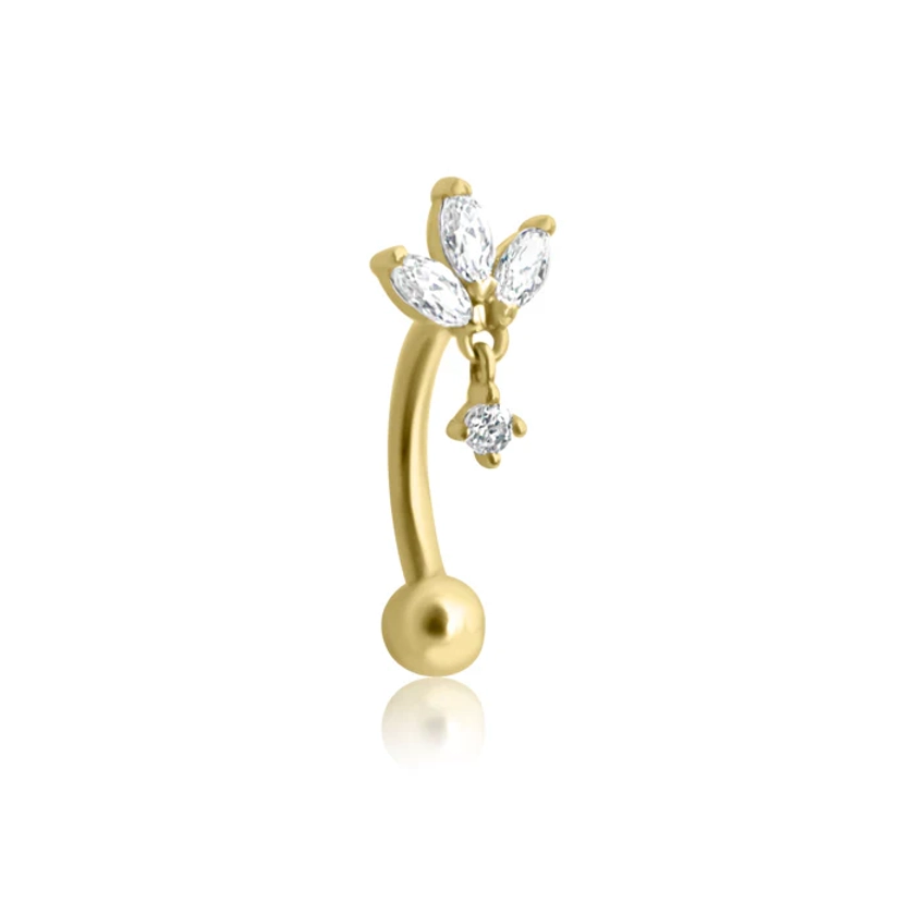 CHLUXE LANI Droplet Curved Rook Barbell - 14K Yellow Gold