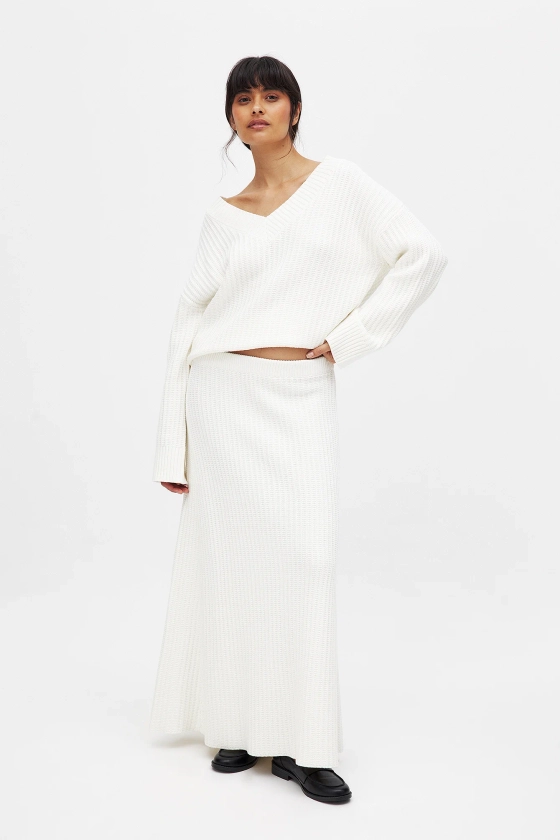 Knitted Maxi Skirt Offwhite