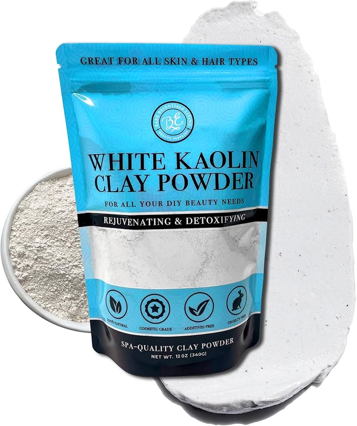 Bare Essentials Living - White Kaolin Clay Powder (12oz) 100% Natural White Powdered Clay for Seed Bombs, White Clay Mask, DIY Spa, Soap, Bath Bomb, Deodorant, Can be Used as Kaolin Clay for Gardening