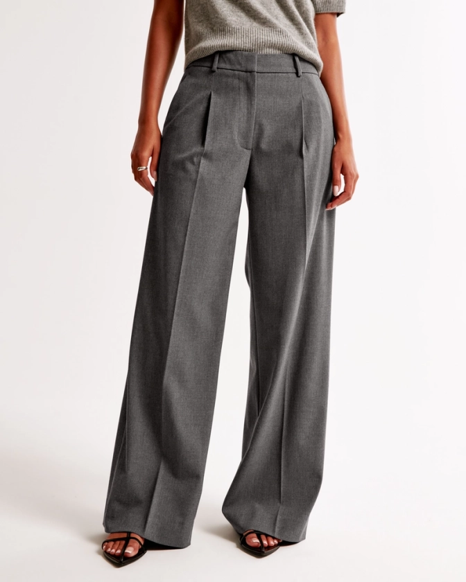 Femme Pantalon à jambe large sur mesure et à taille mi-haute | Femme Bas | Abercrombie.com