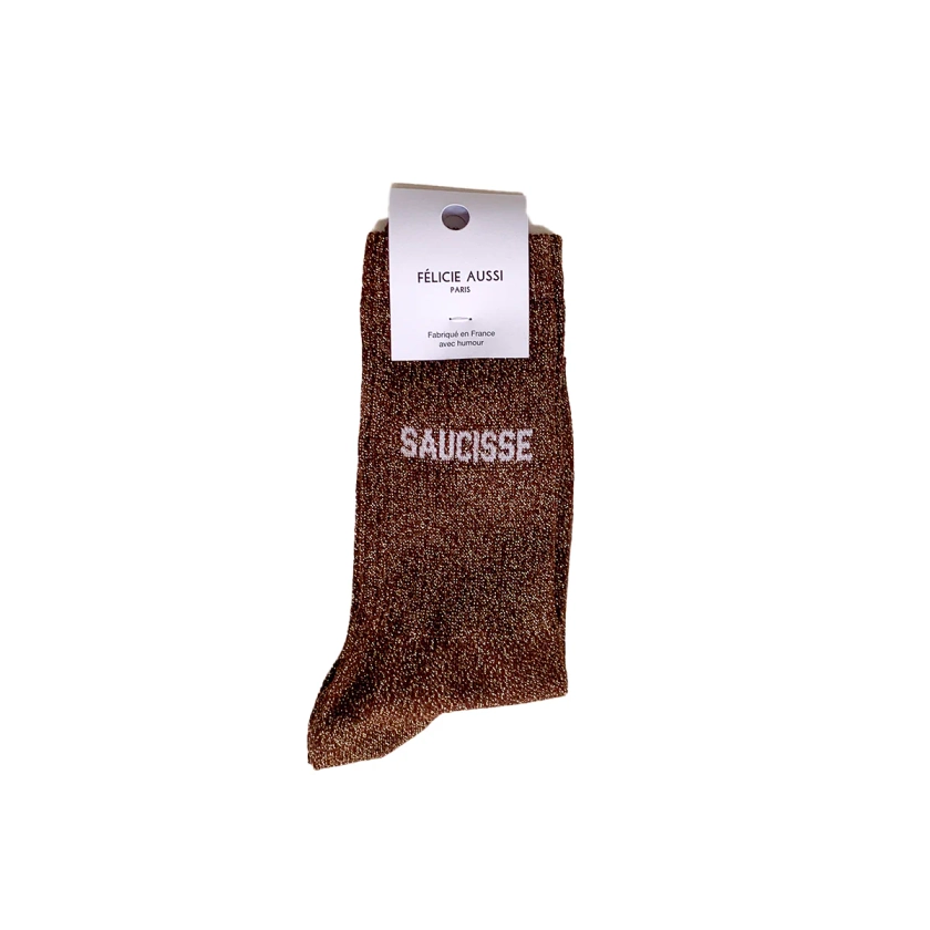 Chaussettes Saucisse Paillettes 36/40 - Cacao