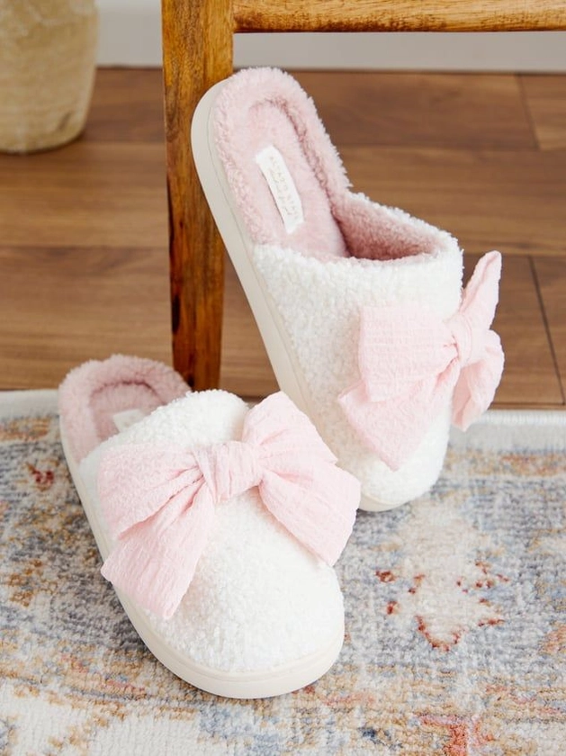 Bonnie Bow Slippers in Pink in 2024 | Girly shoes, Preppy shoes, Cute slippers