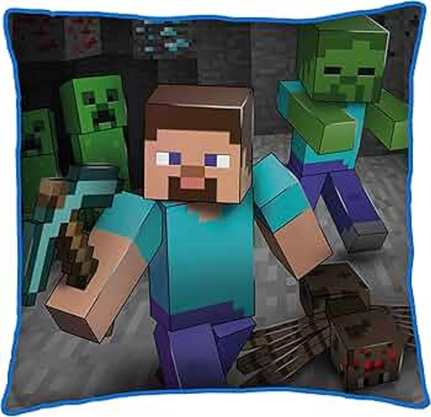 Minecraft Two Sided Creeps Square Cushion Pillow – Perfect for Any Children’s Room Or Bedroom, Multi Coloured