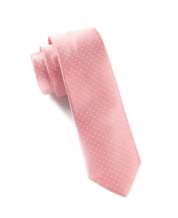 Mini Dots Salmon Pink Tie | Silk Ties | Tie Bar