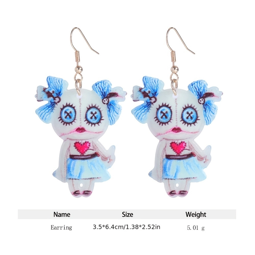 Halloween Horror Doll Design Dangle Earrings Party Cartoon Style Acrylic Jewelry Ghost Festival Ear Ornaments