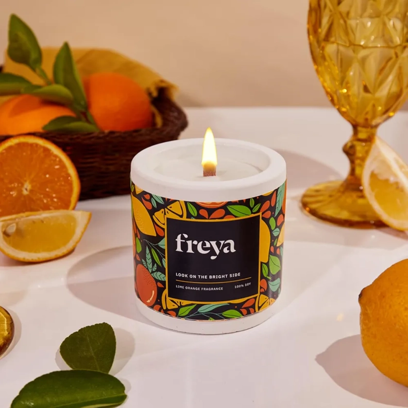 Freya Home Citrusy Cosmos Scented Candle | Ideal for Diwali, Christmas, Office, Home Decor & Gifting | 50-60 Hours of Blissful Burn Time (180g) : Amazon.in: Home & Kitchen