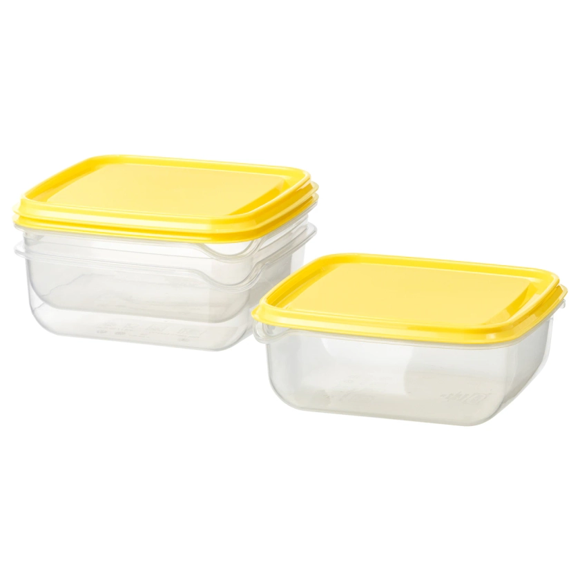 PRUTA food container, transparent/yellow, 0.6 l - IKEA