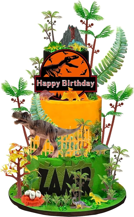 Amazon.com: 46 PCS Dinosaur Toy Model Trees Set Dinosaur Cake Toppers Dinosaur Figures Cake Decoration for Boy Girl Birthday Baby Shower Theme Party Favors Supplies : Toys & Games