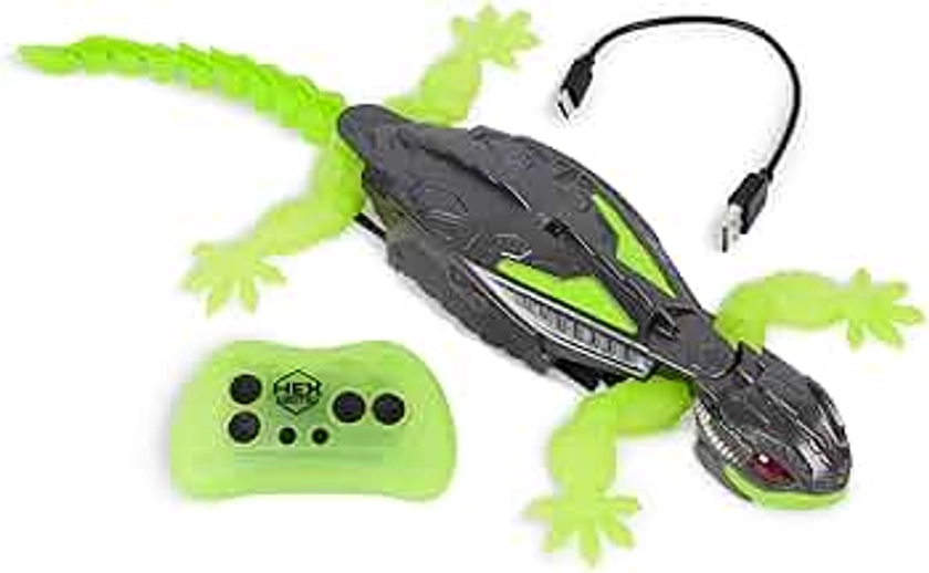 HEX BOTS - Gecko RC - Gecko Radiocommandé Qui Rampe Sur Le Sol Et Les Murs - Avec Yeux Lumineux - Pilotage Facile - Câble USB Inclus - Jouet Enfant 4 Ans et +