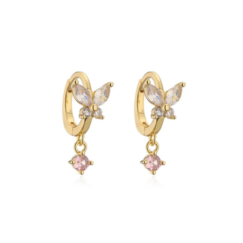 Serene butterfly hoops roze