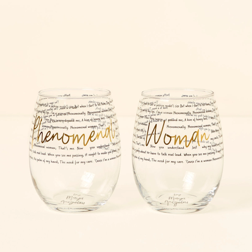 Maya Angelou Phenomenal Woman Glasses - Set of 2 | Glassware