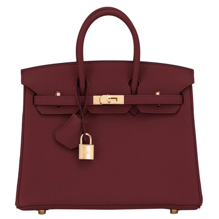 Hermes Birkin 25cm Rouge H Bordeaux Red Gold Hardware Bag Y Stamp, 2020