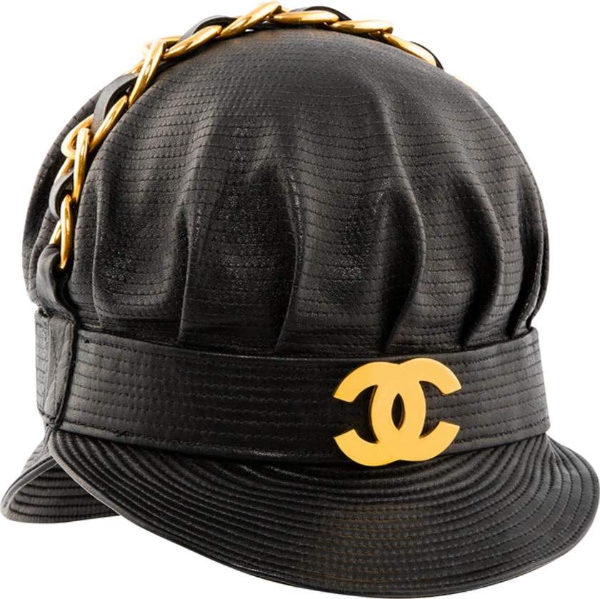 Chanel Fall 1991 Leather Chain Biker Hat