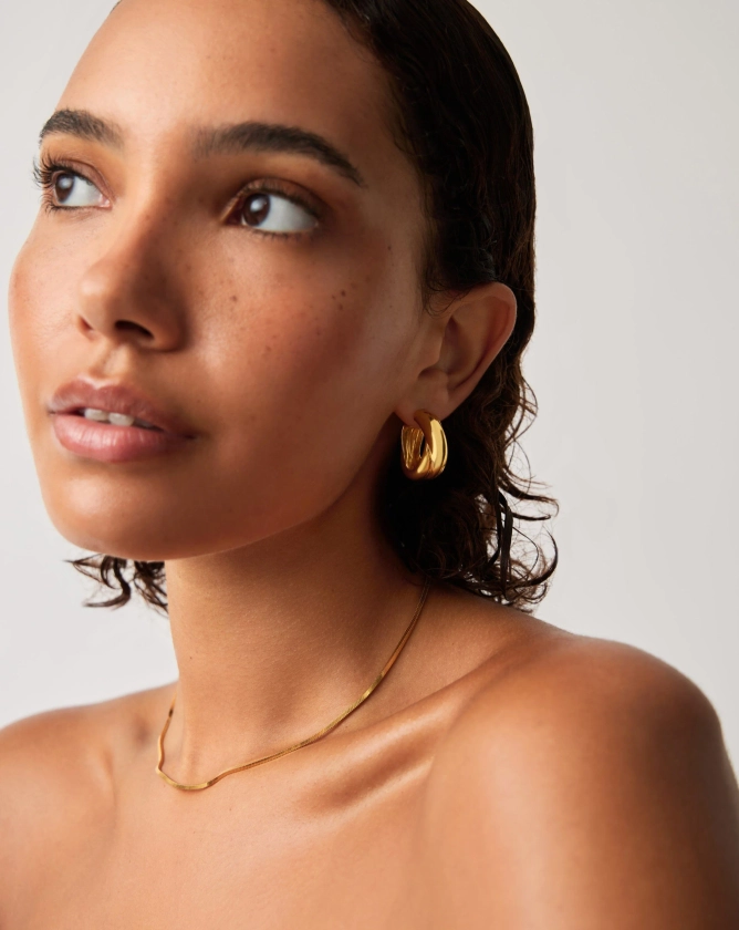 Lucy Williams Chunky Medium Entwine Hoop Earrings | 18k Gold Plated