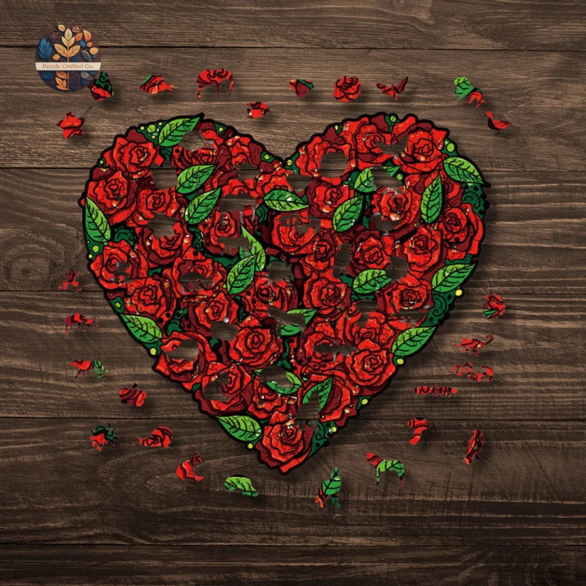 Puzzle en bois en forme de coeur : un cadeau romantique pour les couples Puzzle roses Cadeau coloré pour elle Cadeau d'anniversaire