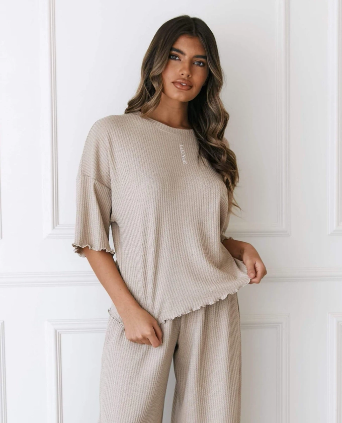 Soft Waffle Pyjama Top - Mink