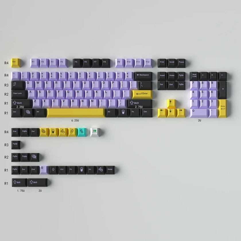 keycaps purple original height PBT heat sublimation large full set of mechanical keyboard caps 64/87 - AliExpress 