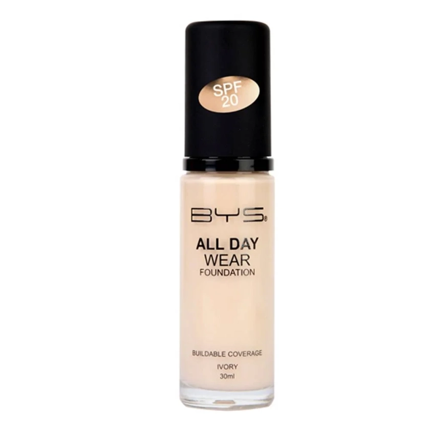 Base de maquillaje Bys líquida all day wear foundation spf 20 ivory 30 ml